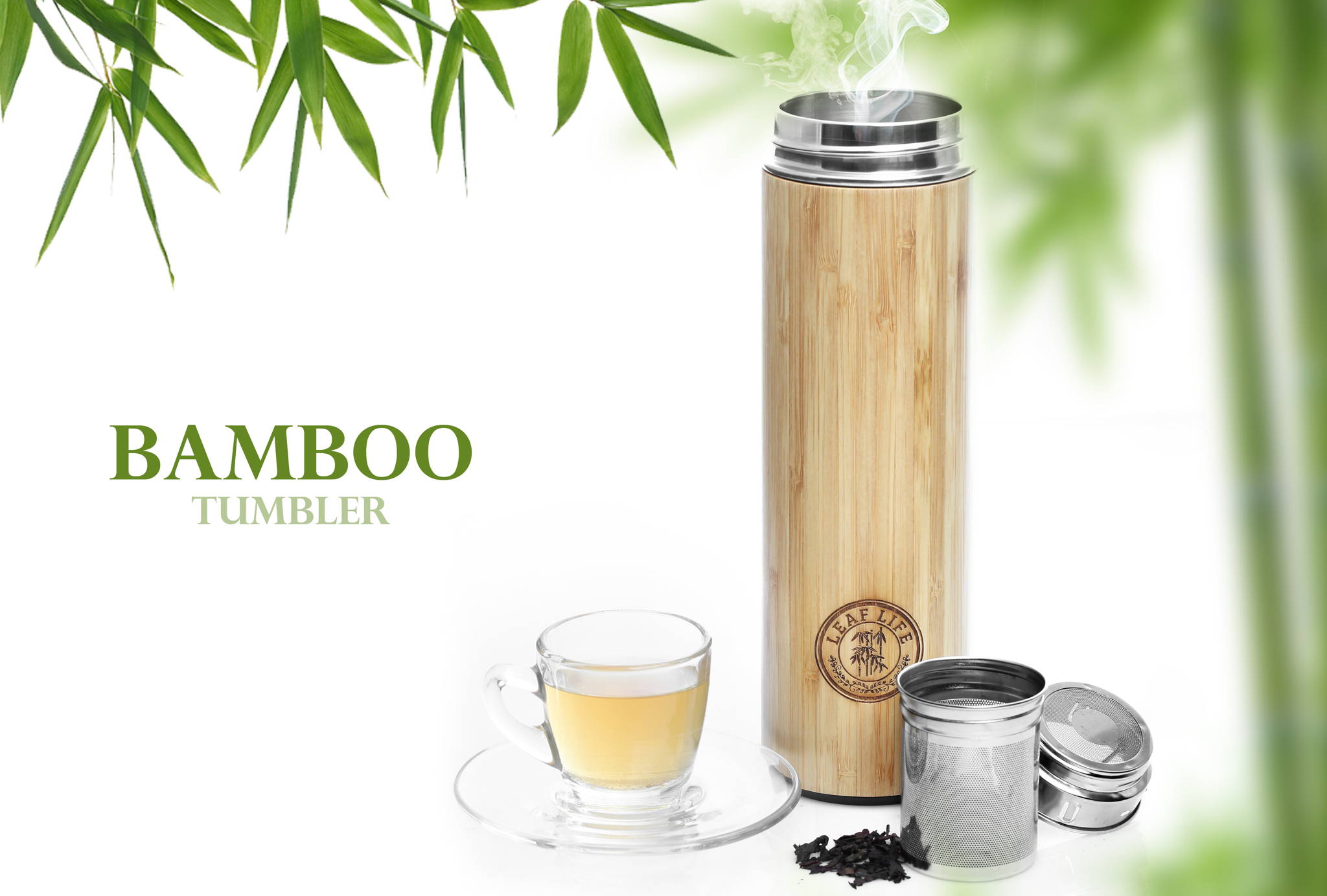 The Love Bamboo Tea Tumbler Thermos with Infuser
