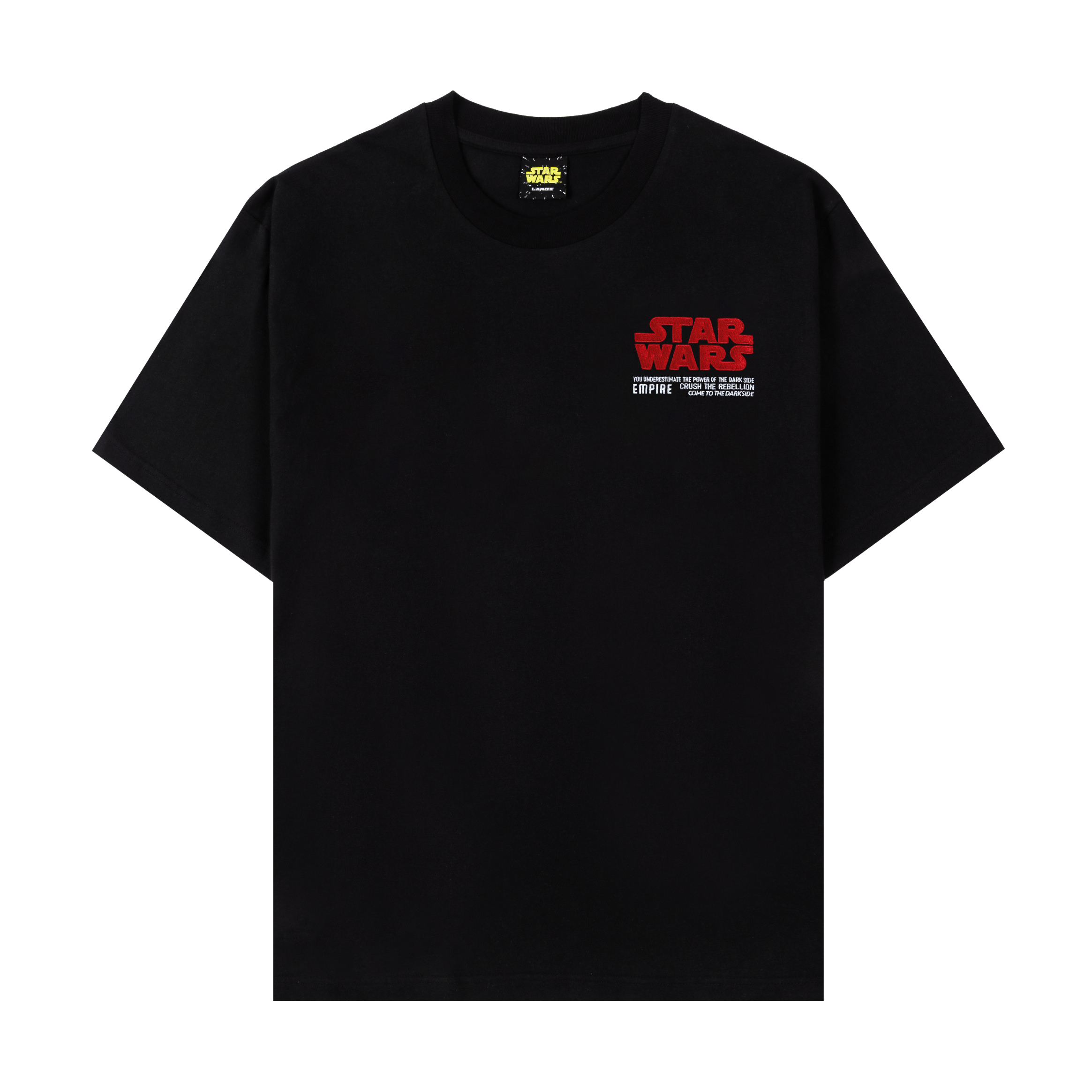 Black t-shirt featuring 