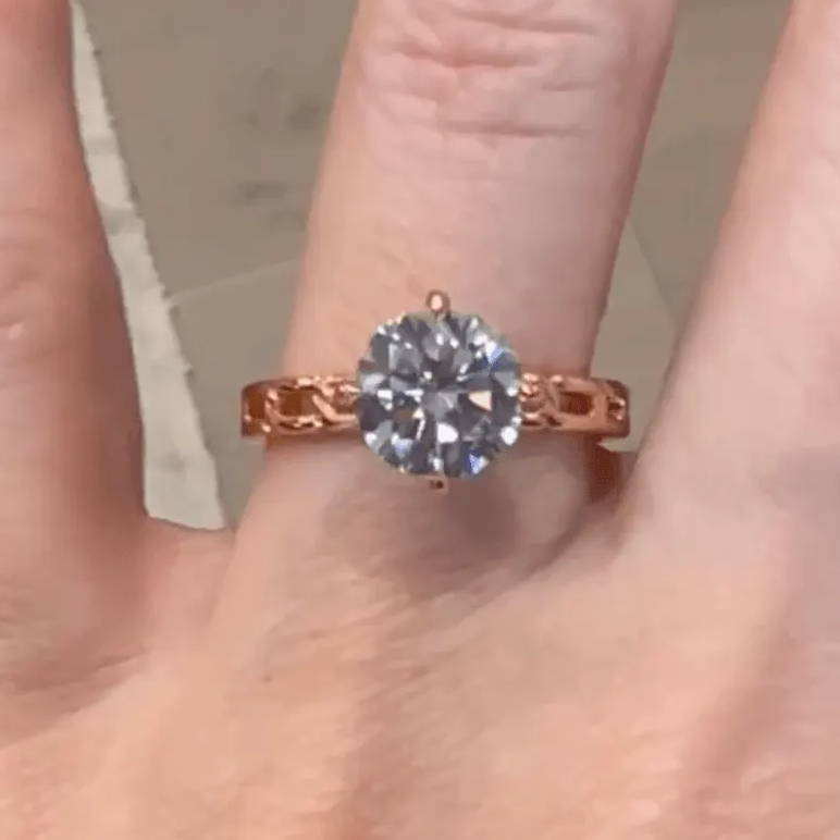 round diamond links engagement ring 