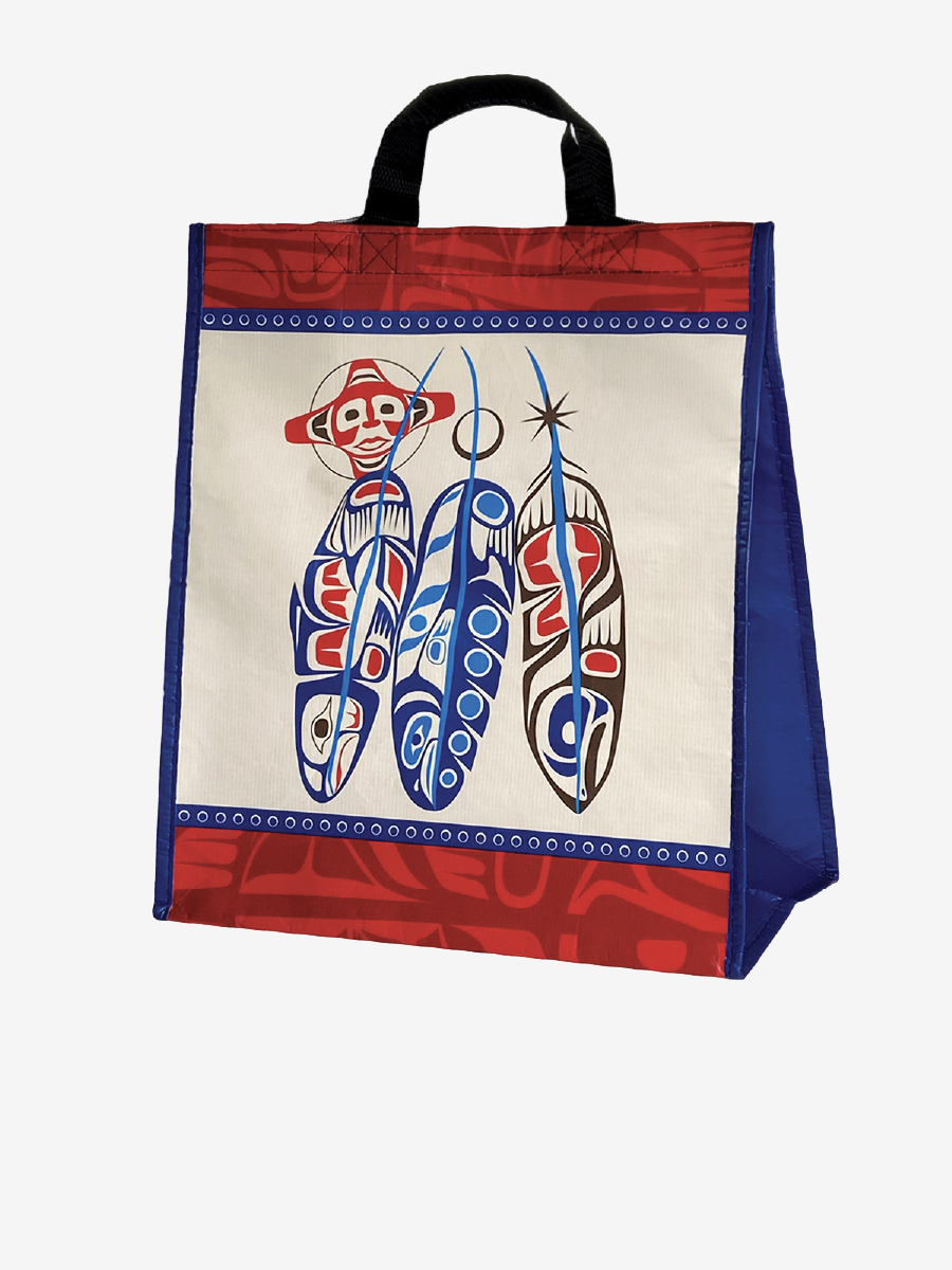 Salmon Life Cycle (Feathers) Large Eco Bag by Paul Windsor