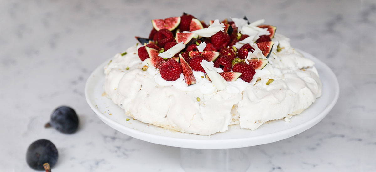 White Chocolate and Raspberry Pavlova