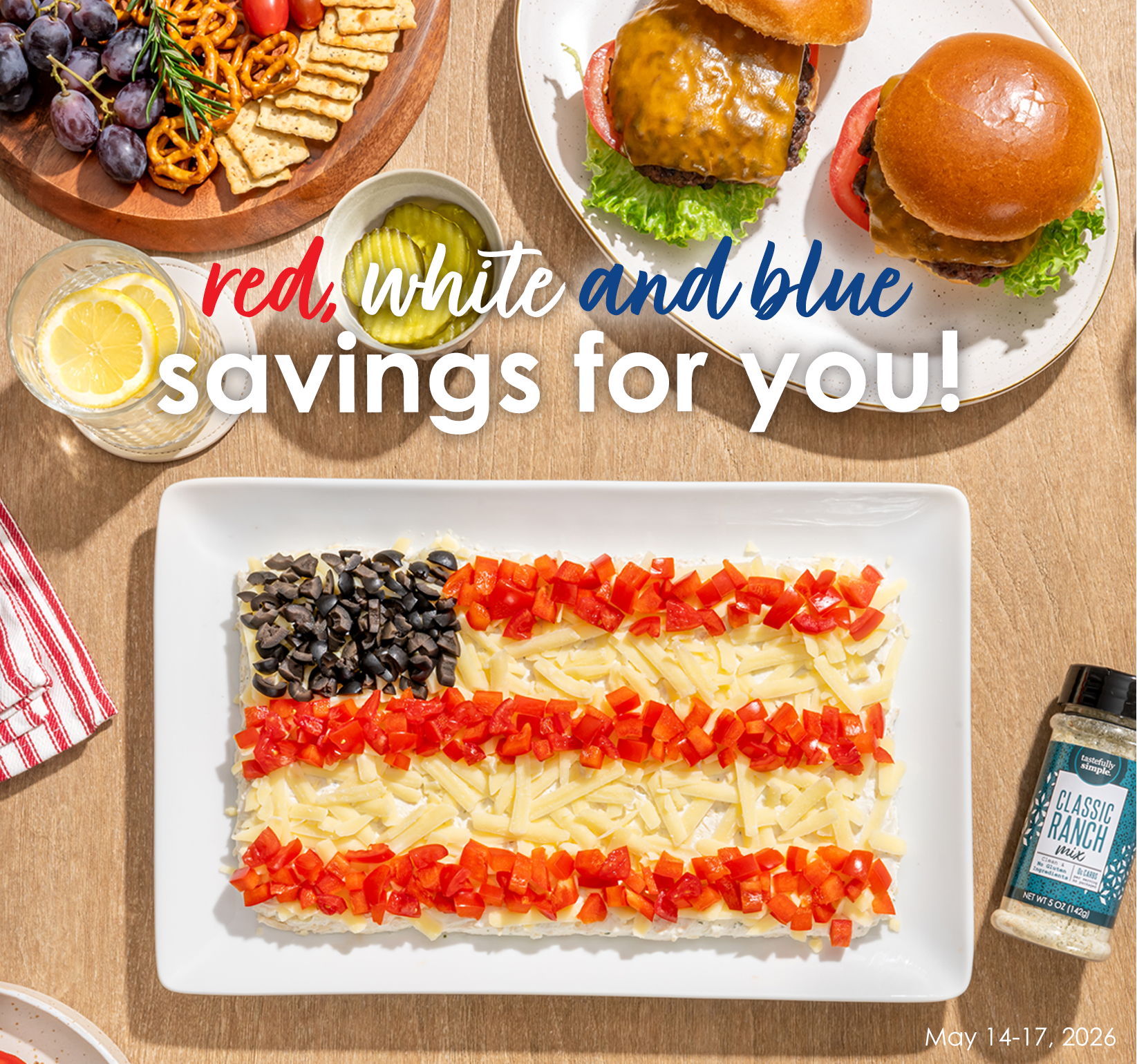 red, white and blue savings for you! | shop products