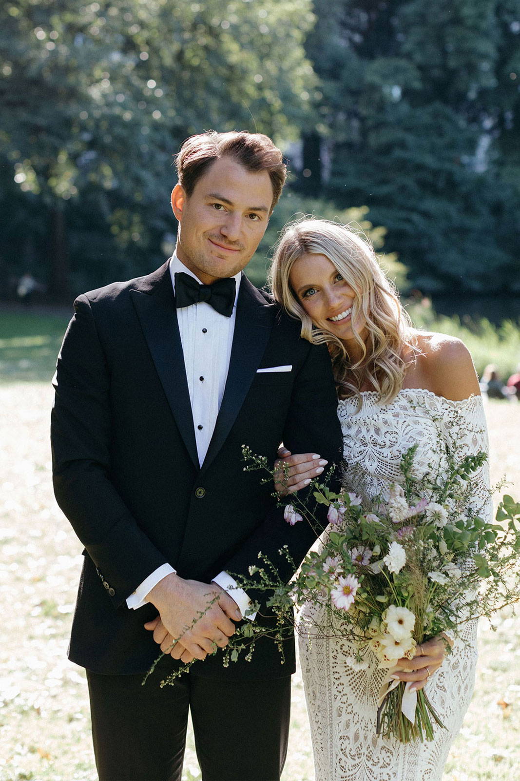 Groom and Bride with bouquet