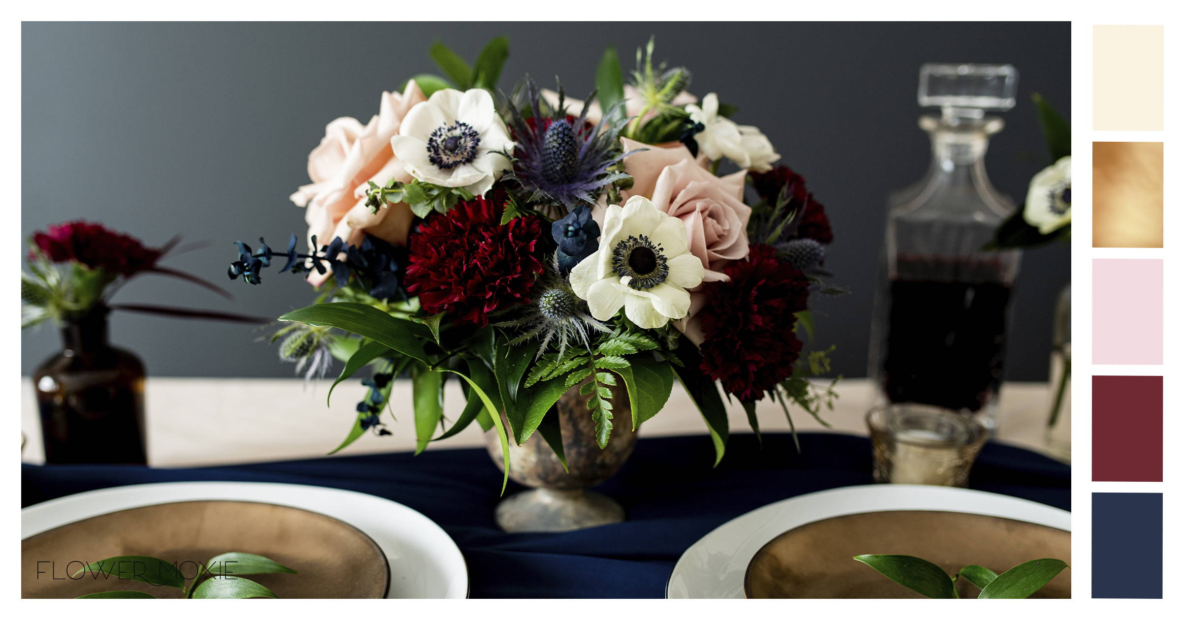 Navy and Wine Wedding Flower Package