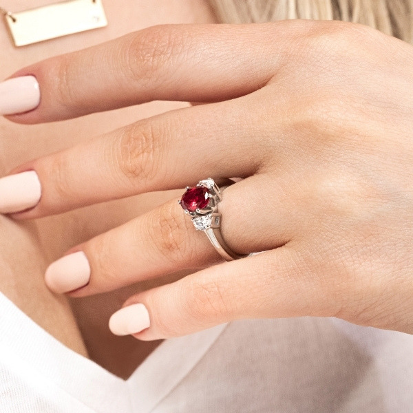 ruby engagement ring with side stones