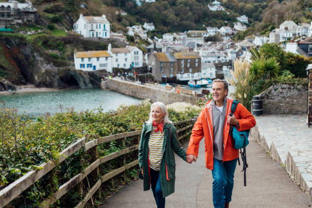 Seniors traveling. Active Seniors. Man and woman traveling. 