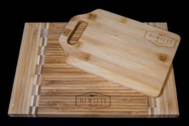 Cutting Board with Hewitt's Logo on them