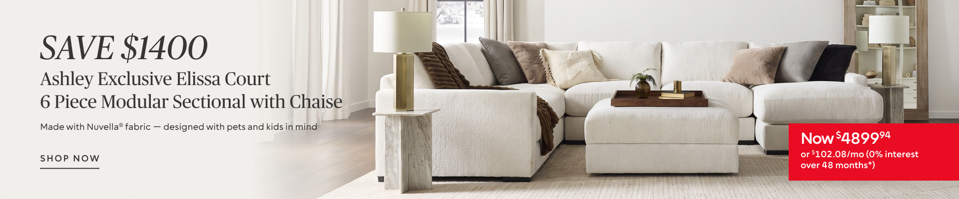 Save $1400 on the Ashley Exclusive Elissa Court 6 Piece Sectional