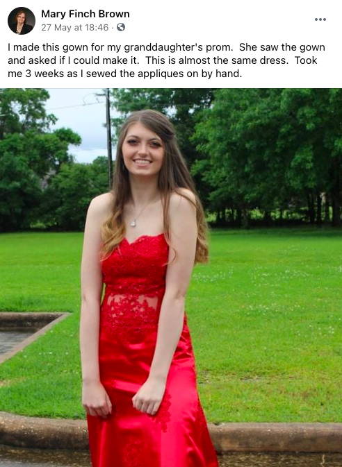 Mary made a gown for granddaughter's prom