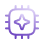 Purple computer chip icon with a star-like shape in the center.