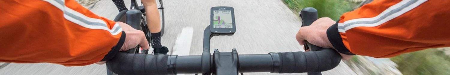 A Garmin Edge cycling computer attached to a riders bike