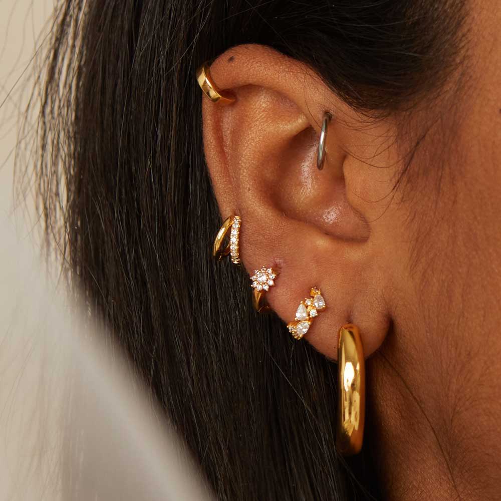 Stainless steel SINGLE silver stars earrings Cartilage Girls earrings Sky earrings Moon and star stud earrings Star wars earrings
