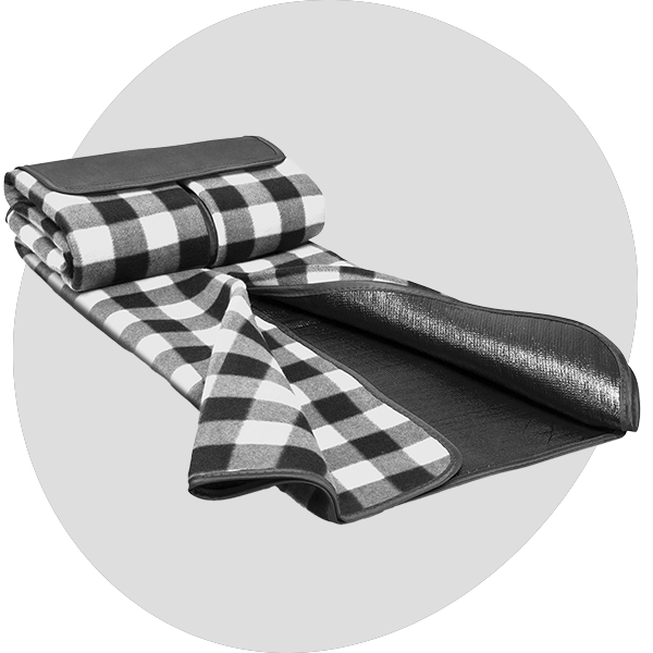 Semi unrolled black and white buffalo check blanket