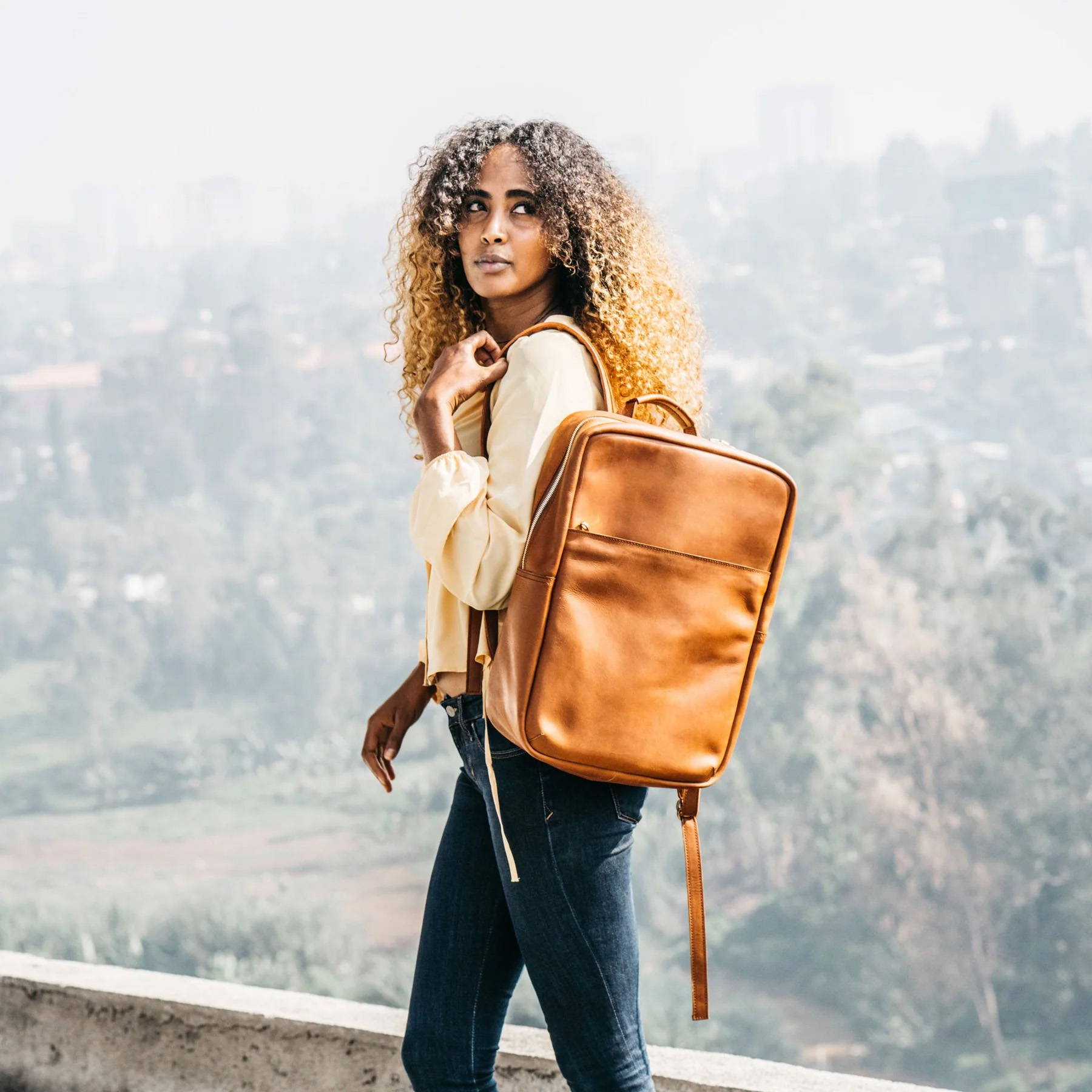 Leather backpack gift