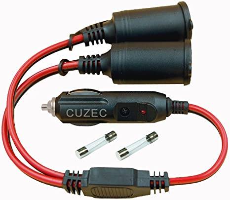 CUZEC 1 to 2 Car Cigarette Lighter 16 AWG Cord 12v / 24v Car Cigarette Lighter Splitter, Power Charger Adapter 2-Way Waterproof Socket Splitter