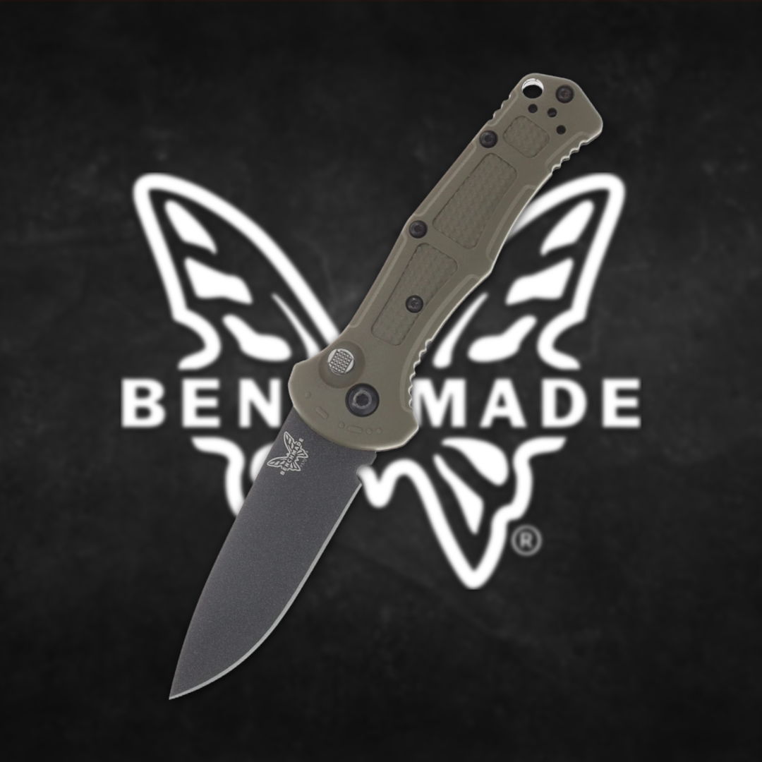 A folding knife with a gray handle against a black background.