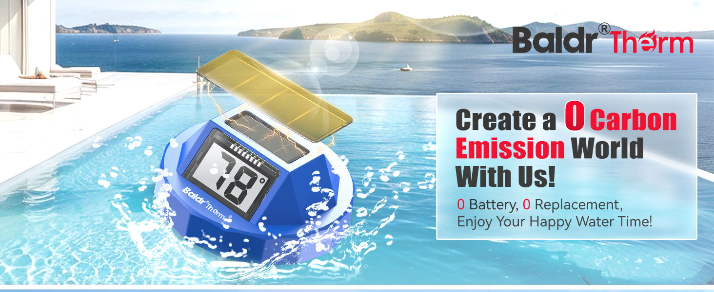 Digital device floating in water with text promoting a carbon emission reduction initiative.