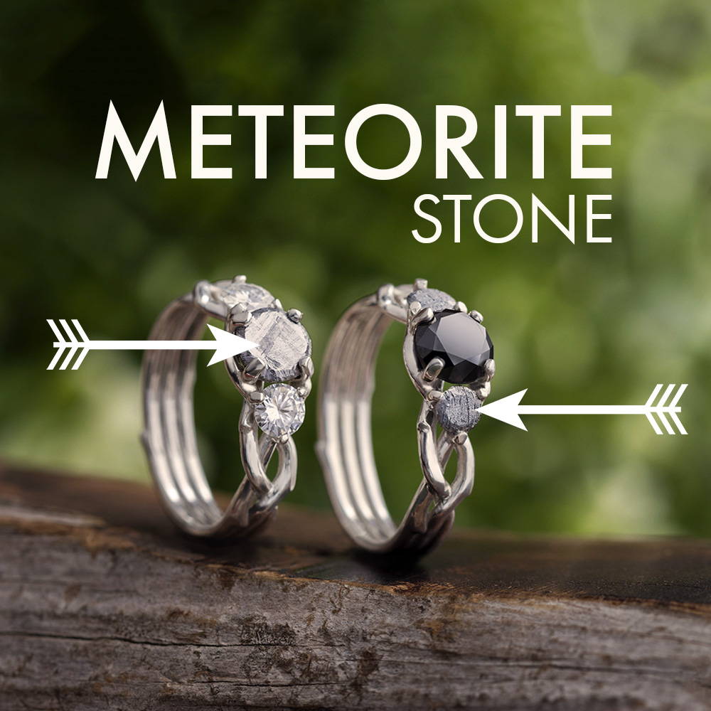 Meteorite engagement rings