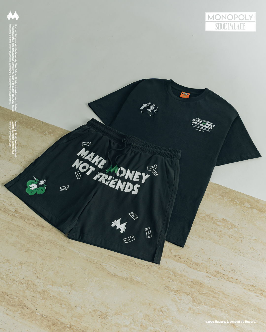 Black t-shirt and shorts with 