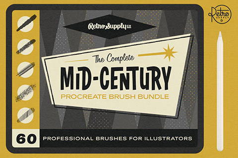 RetroSupply Co. The Complete Mid-Century Procreate Brush Pack.