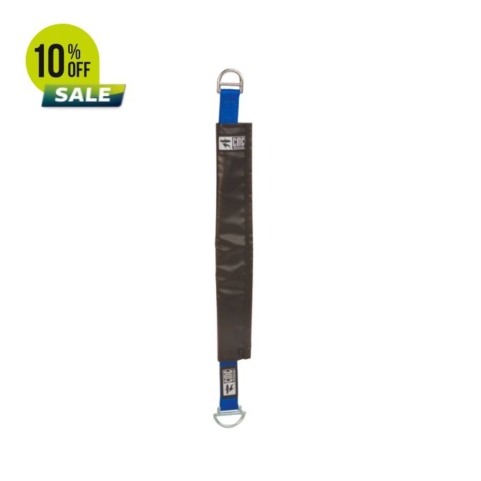 Gray strap with blue ends and metal loops, featuring a 10% off sale sign.