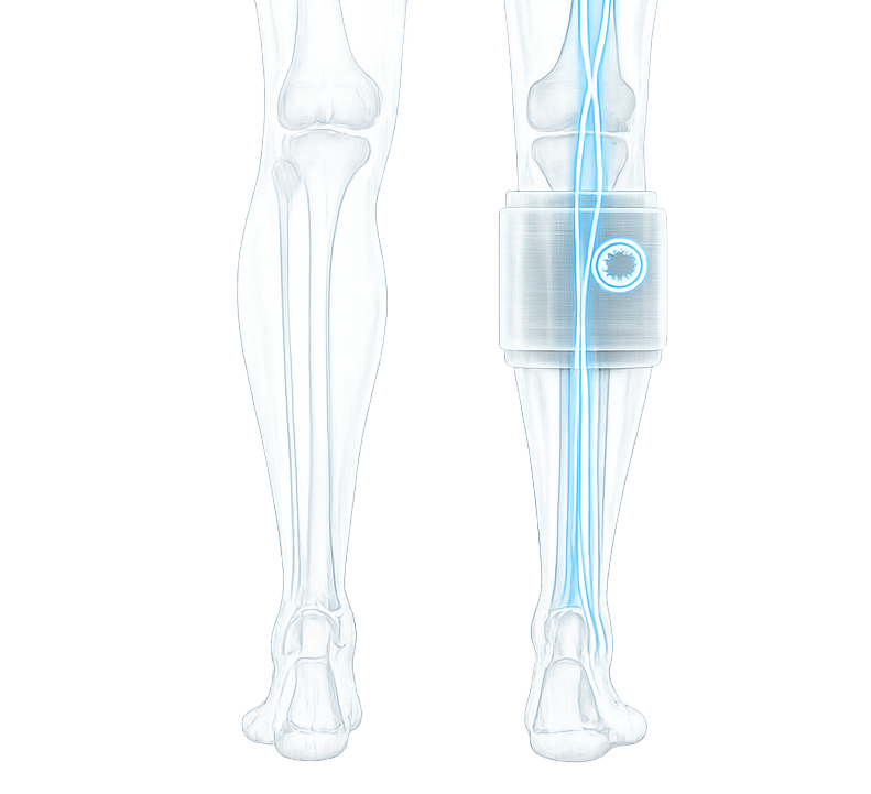 BeActive Acupressure Pad targeting pressure point below the knee