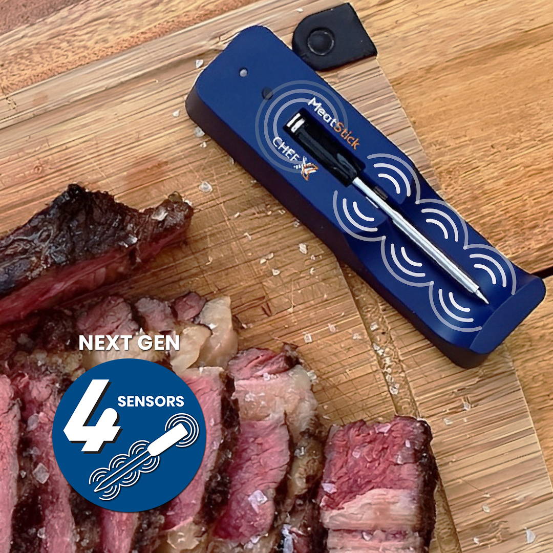 The MeatStick Chef: The Smallest Wireless Meat Thermometer with Quad Sensors for smaller meat cuts in everyday cooking