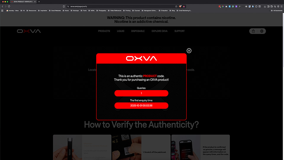 A pop-up warning about account verification on a website.