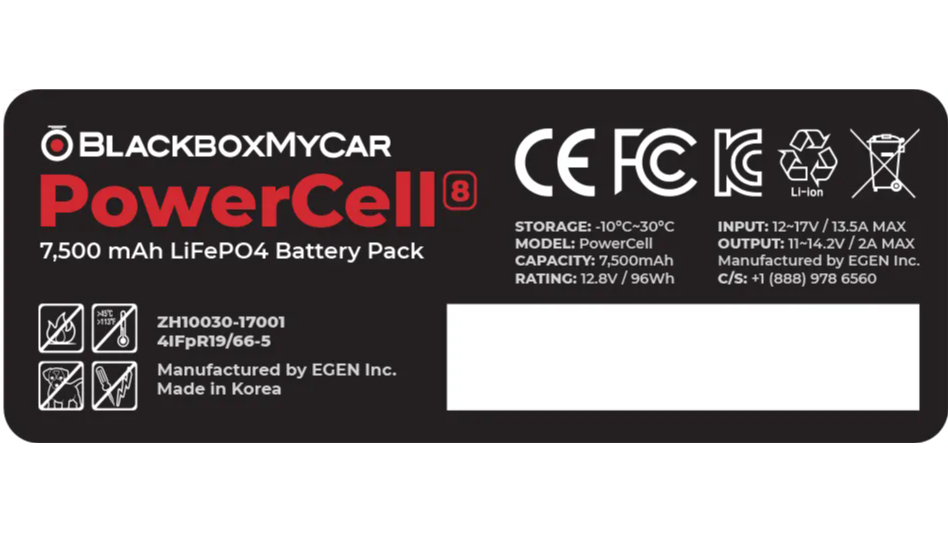 BlackboxMyCar POWERCELL 8 - Dash Cam Battery Pack, Spliced & Unspliced