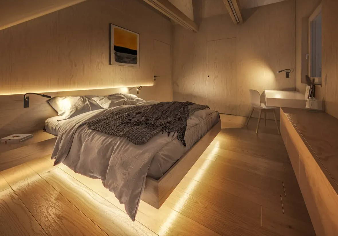 Under bed lighting example using LED strip lights