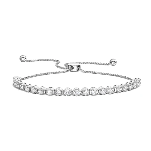 lab diamond tennis bracelet with bolo clasp in 14k white gold shown gifted for valentines day