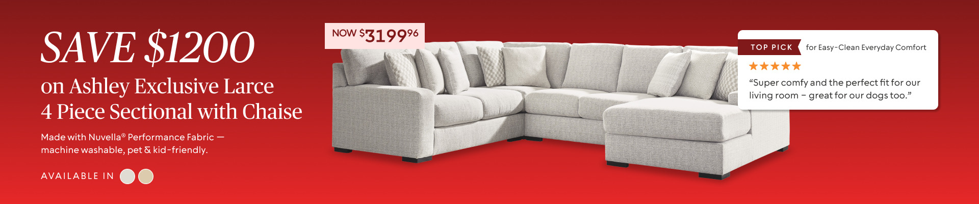 Ashley Exclusive Larce 4 Piece Sectional with Chaise​ Now $3199.96 Save $1200