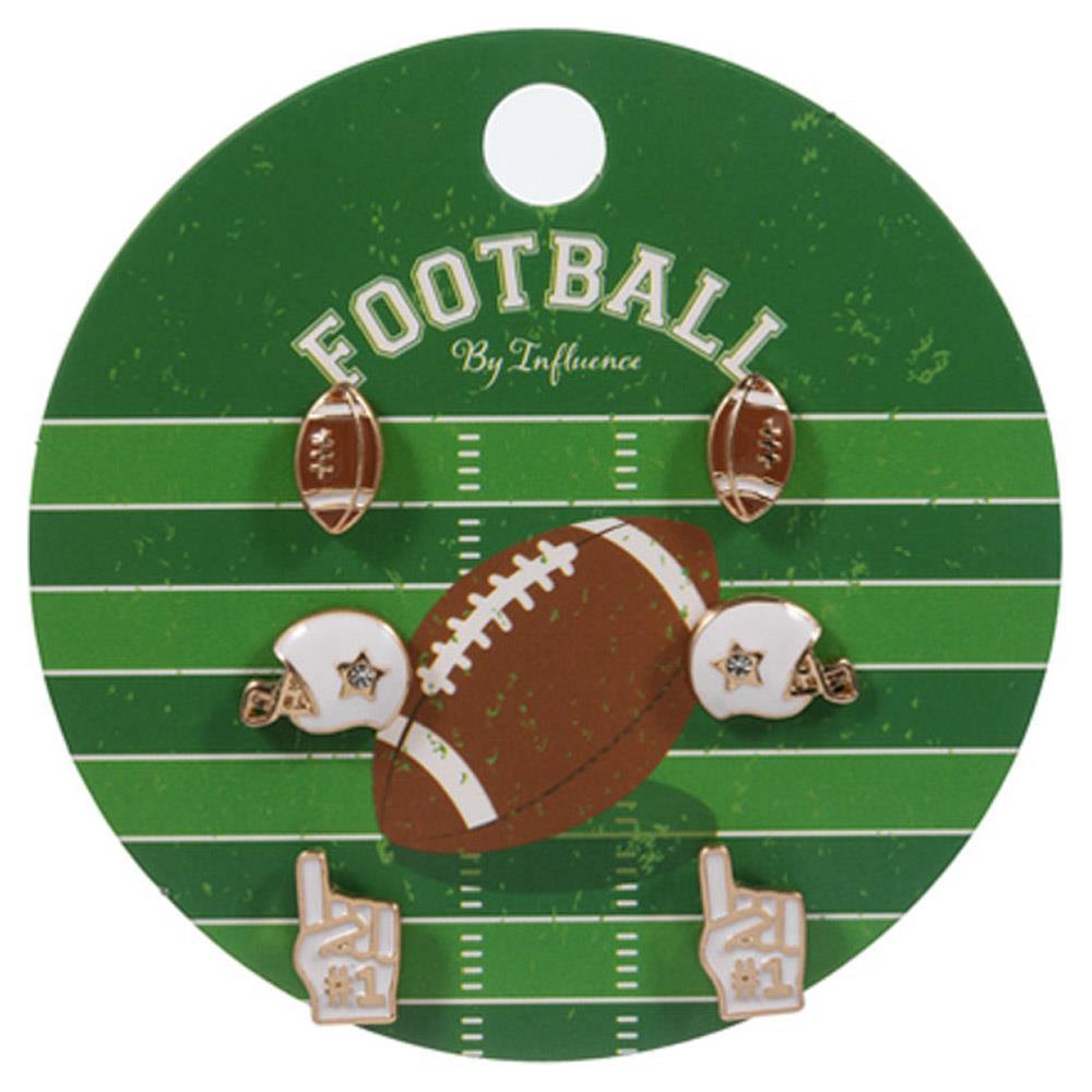 Football-themed charms on a green background with a football field design.