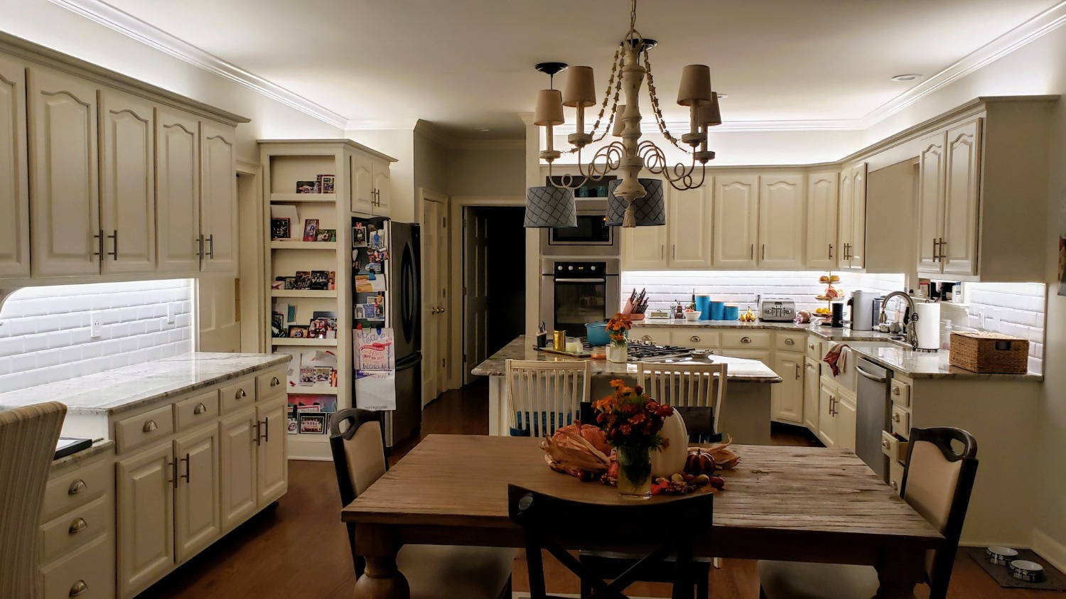 Pantry with under shelf LED lighting