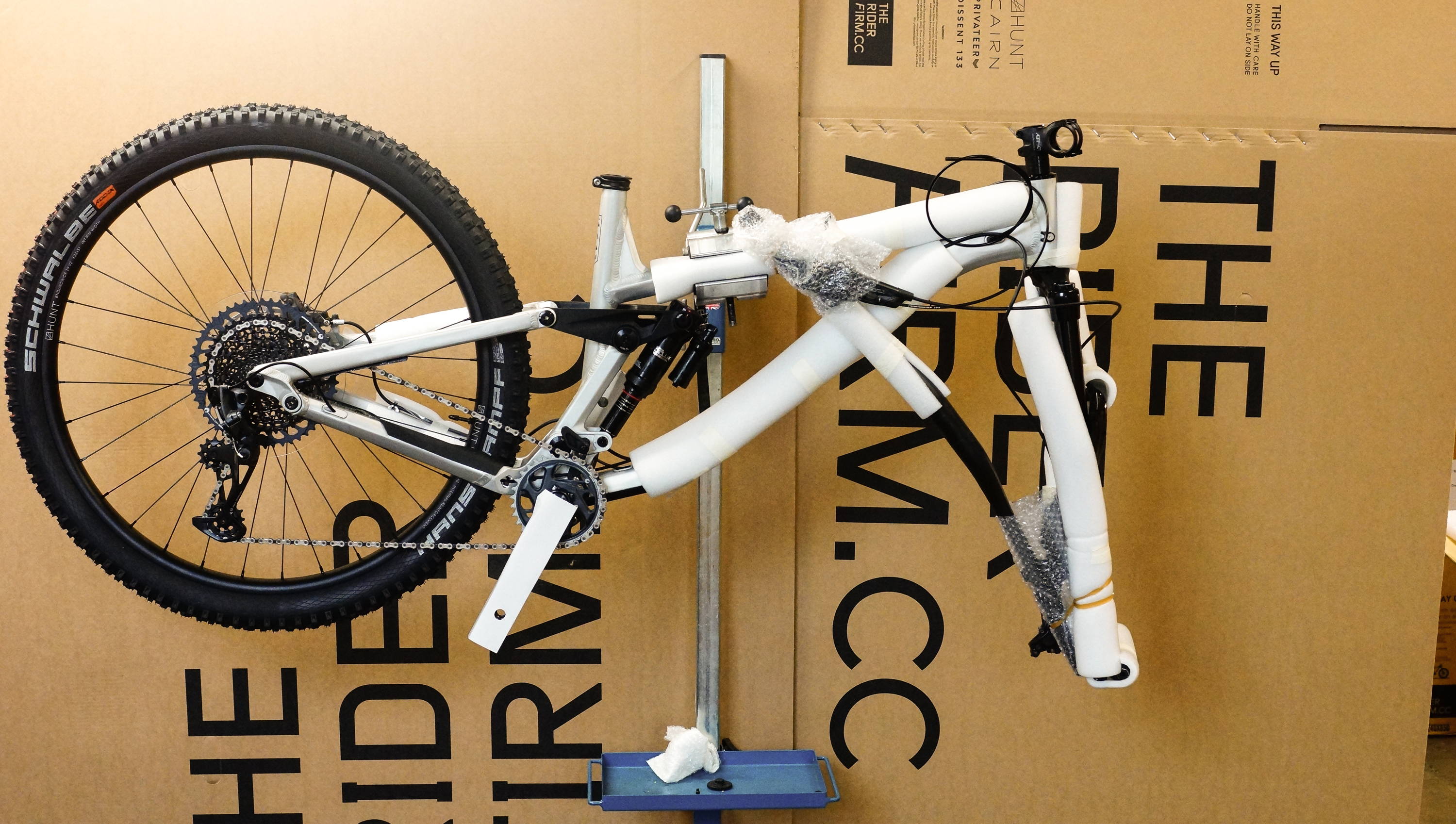Privateer Bike getting packaged 
