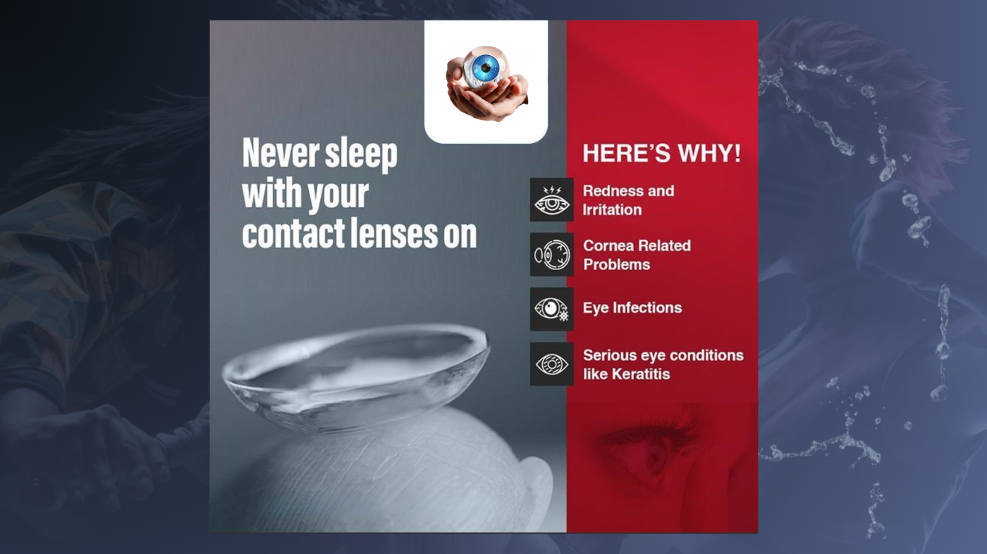 highlighting safety warning about not sleeping in decorative or cosplay contacts.