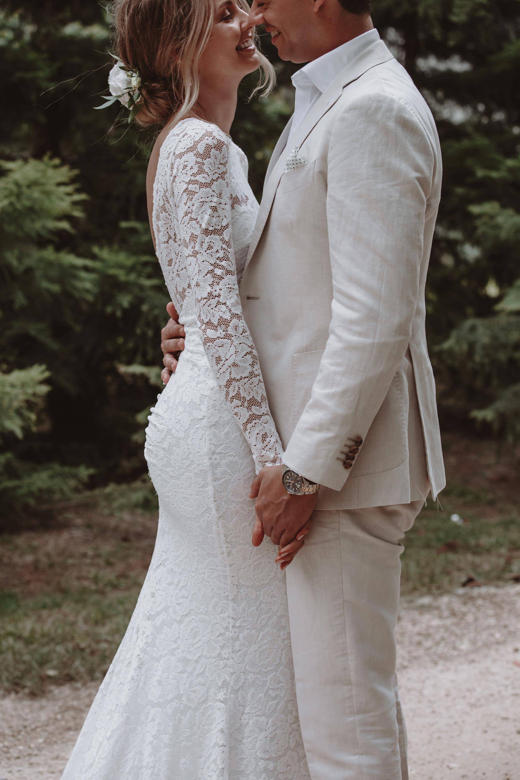 Bride wearing the Orla gown with new husband