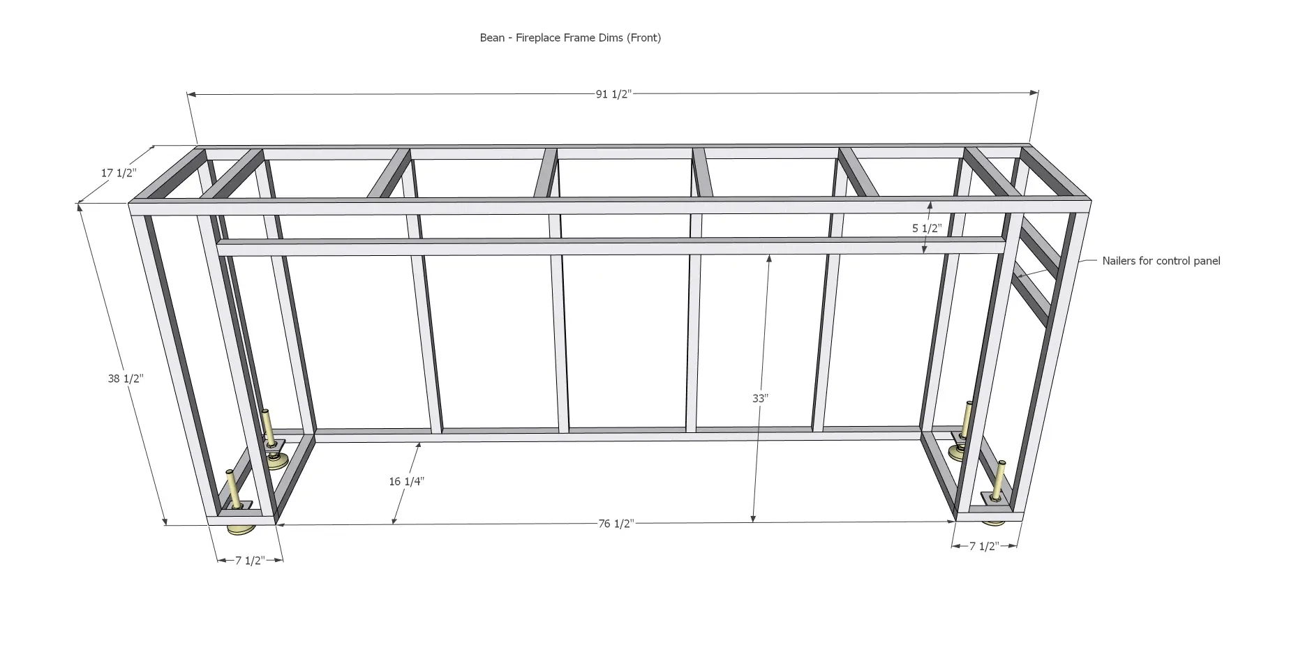 Blueprint of a metal frame structure with dimensions.