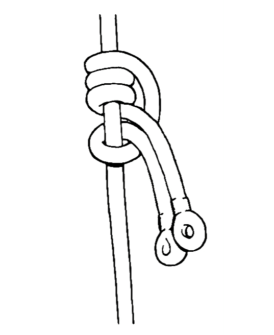 A hand-drawn knot tied around a rope with two loose ends.