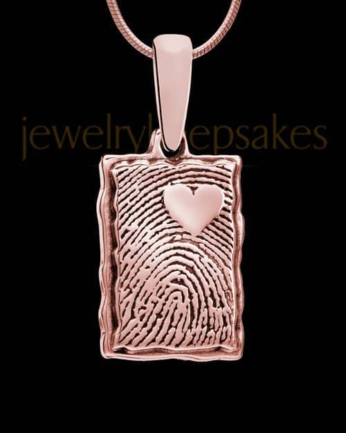 My Love Rose Gold Plated Rectangle Fingerprint Jewelry