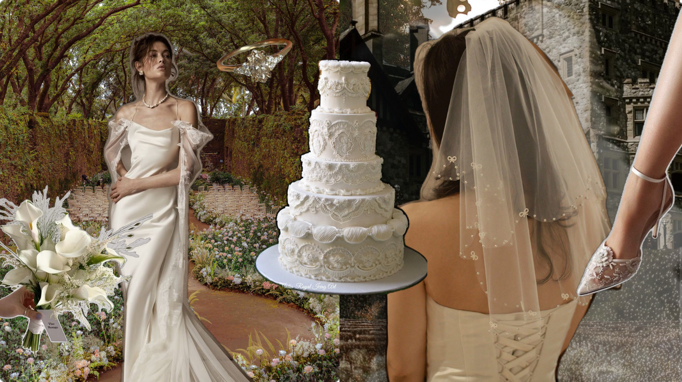 Bridal planning scene showing nail color swatches and manicure options for choosing the perfect wedding nail shade