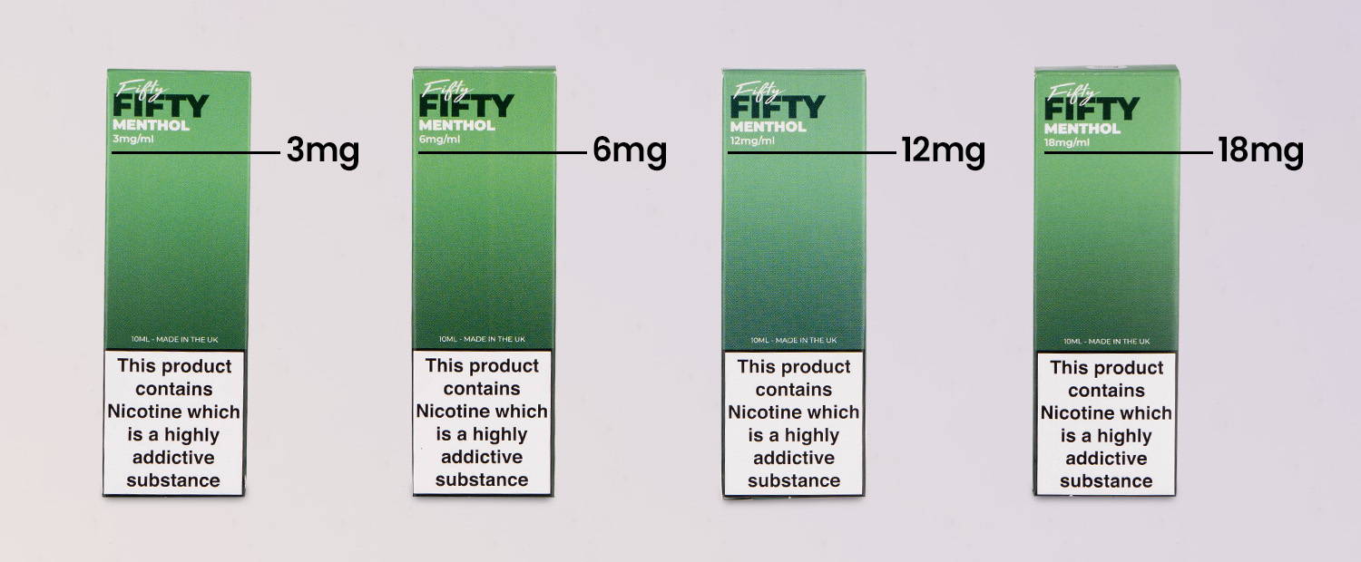Image showing 10ml freebase nicotine strengths.