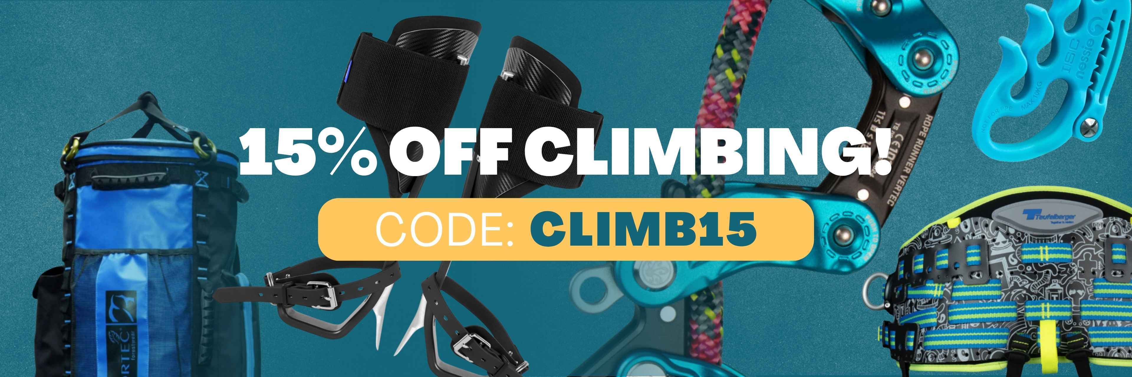 15% off climbing gear with code CLIMB15.