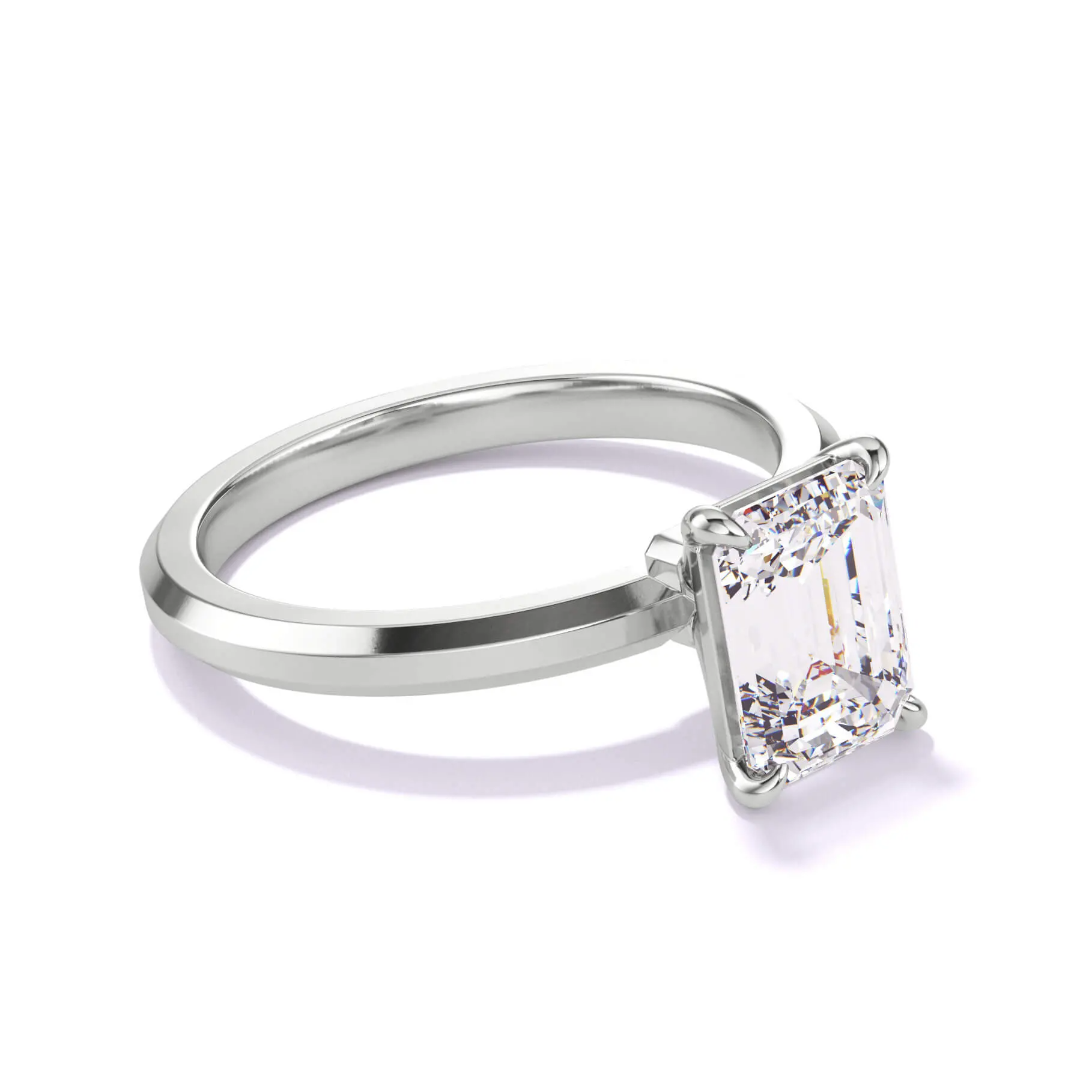 $10,000 diamond engagement ring - emerald cut diamond in platinum 