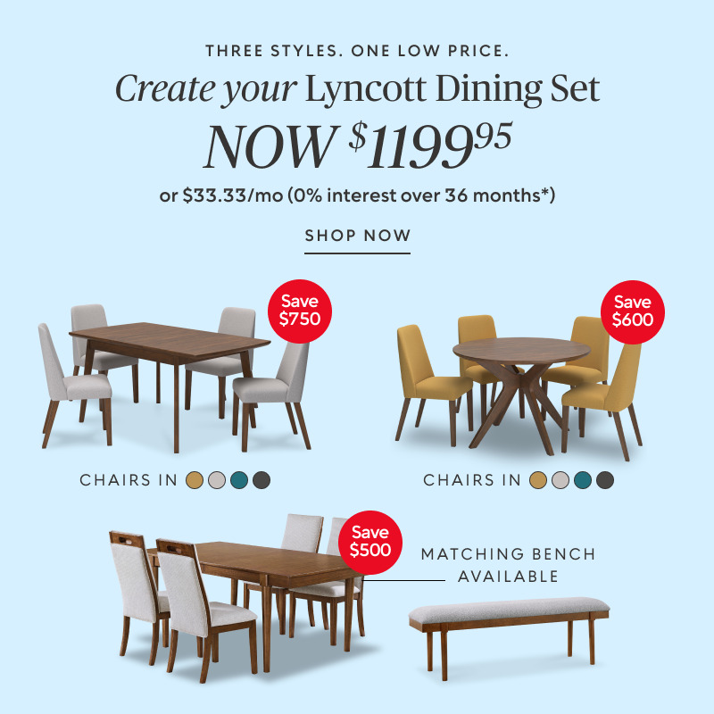 Lyncott and Dantenton 3 Piece Dining Sets​ now $499.97 save $200