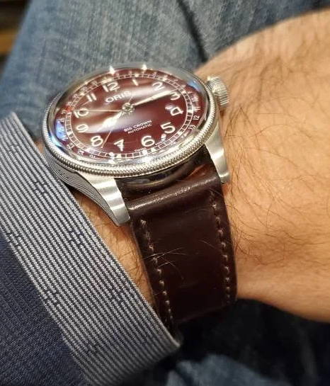Shell cordovan leather strap on arm
