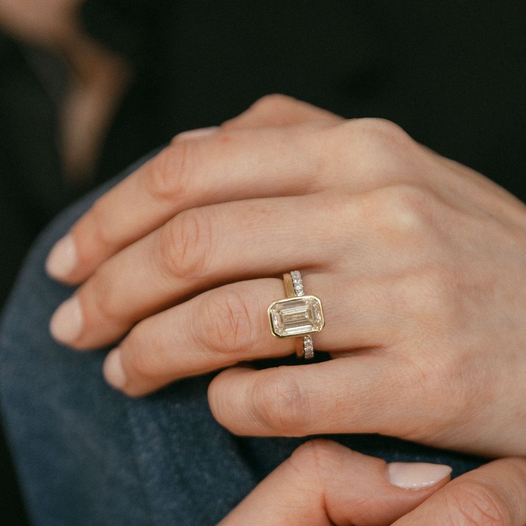 Cathedral Bezel with Slim Pave Band