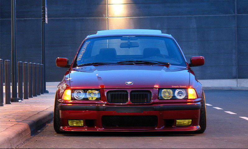 BMWwith Yellow Lamin-x fog light film covers