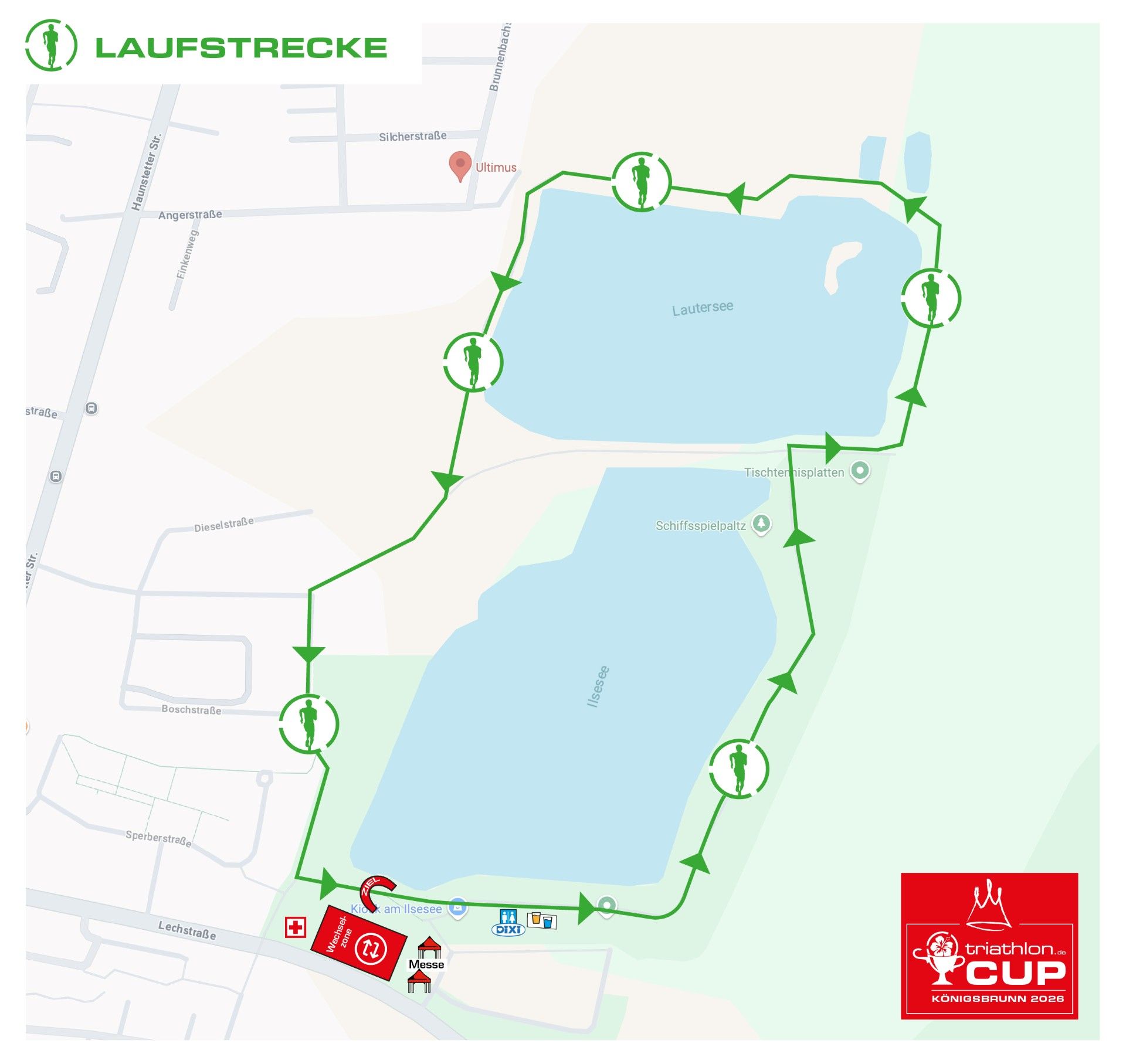 Laufstrecke beim triathlon.de CUP Königsbrunn