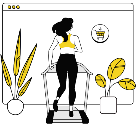 Cartoon Girl Running on her Treadmill